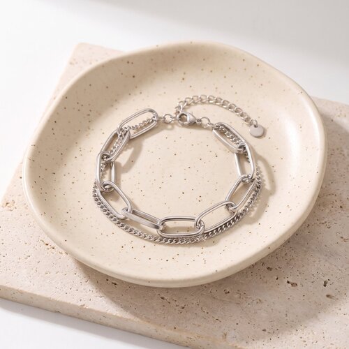 Lundholm Nicola – Double Layer Link Bracelet – Silver-Tone Lundholm Nicola – Double Layer Link Bracelet – Silver-Tone