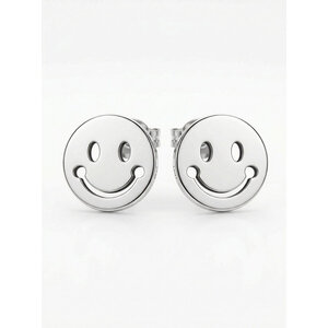 Lundholm Kaya – Smiley Stud Earrings for Women – Silver-Tone Lundholm Kaya – Smiley Stud Earrings for Women – Silver-Tone