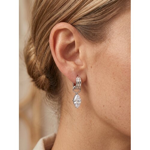 Lundholm Amelia – Bridal Hoop Earrings with Cubic Zirconia – Silver-Tone Lundholm Amelia – Bridal Hoop Earrings with Cubic Zirconia – Silver-Tone