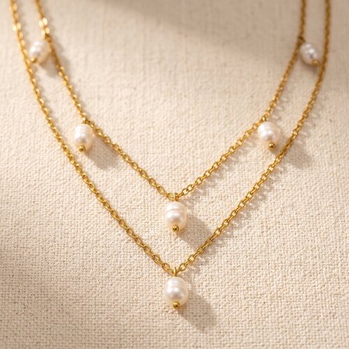 Lundholm Kristy – Dubbellaagse Parelketting – Goudkleurig