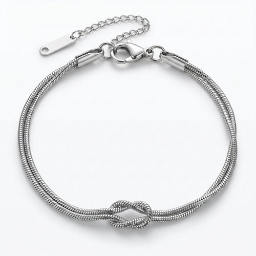 Lundholm Brianna – Double Bracelet with Knot – Silver-Tone Lundholm Brianna – Double Bracelet with Knot – Silver-Tone