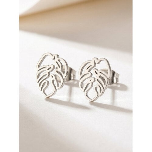 Lundholm Tropisk – Tropical Leaf Earrings – Silver-Tone Lundholm Tropisk – Tropical Leaf Earrings – Silver-Tone