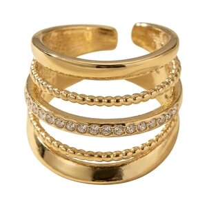 Lundholm Alba – Verstelbare Brede Statement Ring – Goudkleurig Lundholm Alba – Verstelbare Brede Statement Ring – Goudkleurig