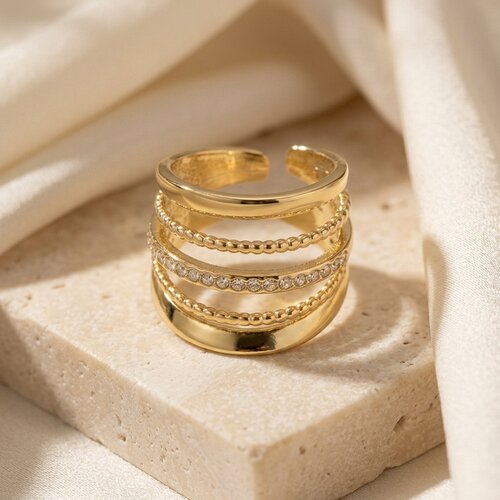 Lundholm Alba – Adjustable Wide Statement Ring – Gold-Tone Lundholm Alba – Adjustable Wide Statement Ring – Gold-Tone