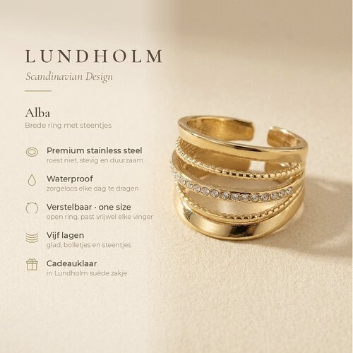 Lundholm Alba – Adjustable Wide Statement Ring – Gold-Tone Lundholm Alba – Adjustable Wide Statement Ring – Gold-Tone