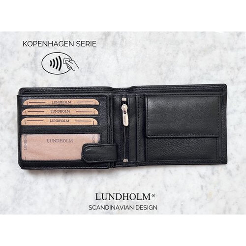Lundholm Kopenhagen – Men's Leather Wallet with RFID – Black Lundholm Kopenhagen – Men's Leather Wallet with RFID – Black