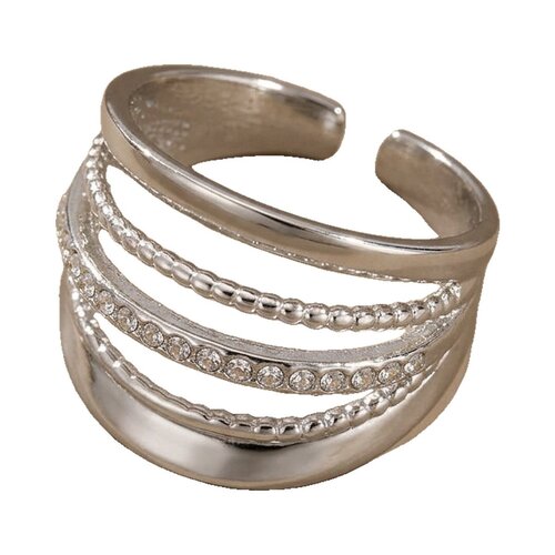 Lundholm Alba – Adjustable Wide Statement Ring – Silver-Tone Lundholm Alba – Adjustable Wide Statement Ring – Silver-Tone