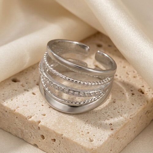 Lundholm Alba – Adjustable Wide Statement Ring – Silver-Tone Lundholm Alba – Adjustable Wide Statement Ring – Silver-Tone