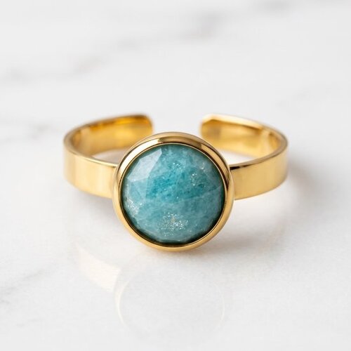Lundholm Ella – Adjustable Amazonite Ring – Gold-Tone Lundholm Ella – Adjustable Amazonite Ring – Gold-Tone
