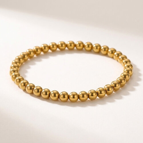 Lundholm Yuna – Stretch Beaded Bracelet for Women 4 mm – Gold-Tone Lundholm Yuna – Stretch Beaded Bracelet for Women 4 mm – Gold-Tone