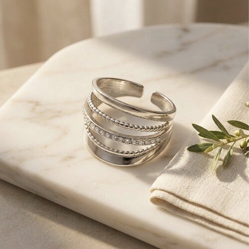 Lundholm Alba – Adjustable Wide Statement Ring – Silver-Tone Lundholm Alba – Adjustable Wide Statement Ring – Silver-Tone