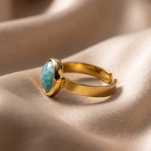 Lundholm Ella – Adjustable Amazonite Ring – Gold-Tone Lundholm Ella – Adjustable Amazonite Ring – Gold-Tone