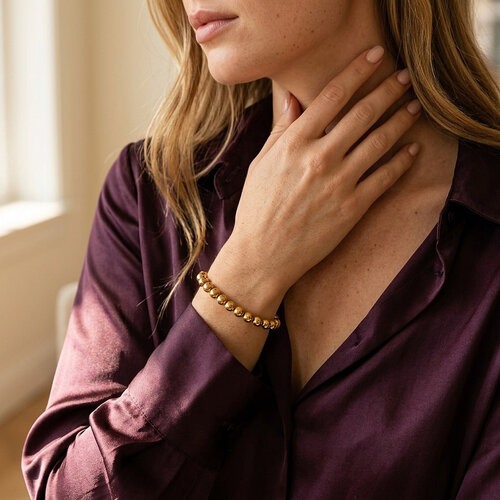 Lundholm Yuna – Stretch Beaded Bracelet for Women 4 mm – Gold-Tone Lundholm Yuna – Stretch Beaded Bracelet for Women 4 mm – Gold-Tone