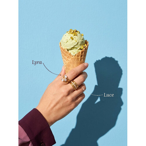 Lundholm Luce – Adjustable Triple Ring with Cubic Zirconia – Gold-Tone