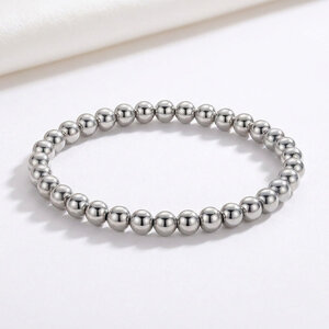 Lundholm Yuna – Stretch Beaded Bracelet for Women 4 mm – Silver-Tone Lundholm Yuna – Stretch Beaded Bracelet for Women 4 mm – Silver-Tone