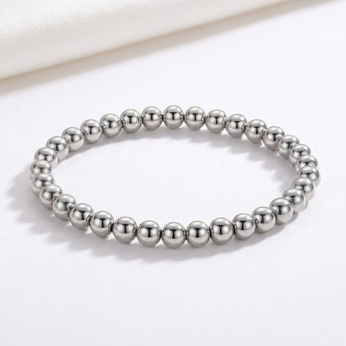 Lundholm Yuna – Stretch Beaded Bracelet for Women 4 mm – Silver-Tone Lundholm Yuna – Stretch Beaded Bracelet for Women 4 mm – Silver-Tone