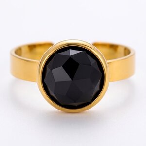 Lundholm Ella – Verstelbare Ring met Zwarte Onyx – Goudkleurig Lundholm Ella – Verstelbare Ring met Zwarte Onyx – Goudkleurig