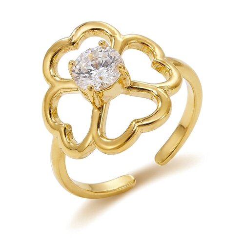 Lundholm Bloom – Adjustable Four-Leaf Clover Heart Ring – Gold-Tone Lundholm Bloom – Adjustable Four-Leaf Clover Heart Ring – Gold-Tone
