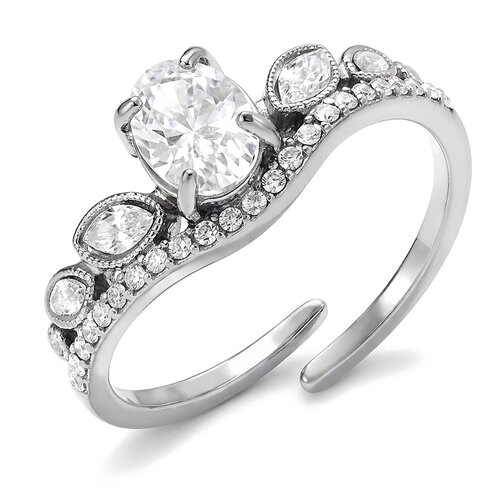Lundholm Aurora – Vintage Ring with Oval Cubic Zirconia – Silver-Tone Lundholm Aurora – Vintage Ring with Oval Cubic Zirconia – Silver-Tone