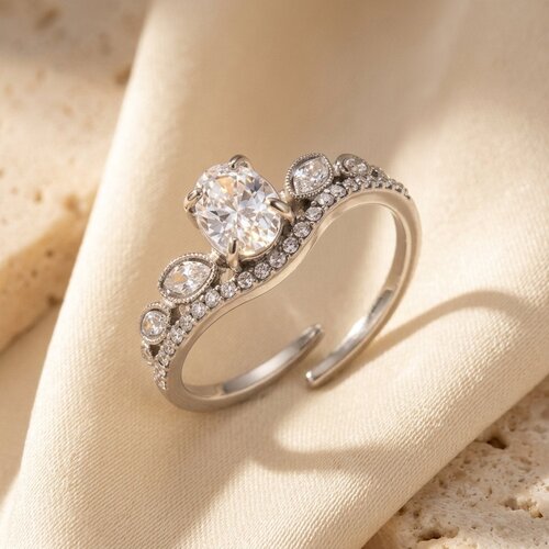 Lundholm Aurora – Vintage Ring met Ovale Zirkonia – Zilverkleurig Lundholm Aurora – Vintage Ring met Ovale Zirkonia – Zilverkleurig