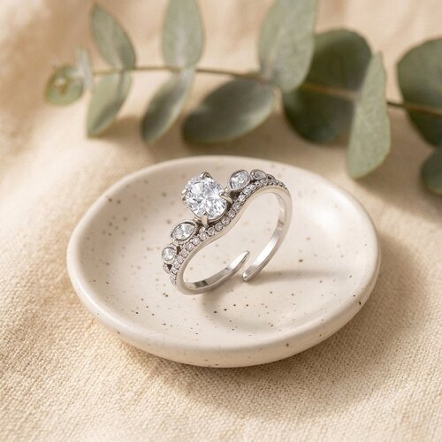 Lundholm Aurora – Vintage Ring met Ovale Zirkonia – Zilverkleurig Lundholm Aurora – Vintage Ring met Ovale Zirkonia – Zilverkleurig