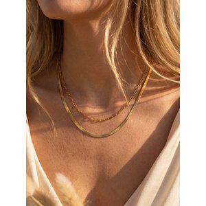 Lundholm Hanne – Layered Slangen- en Schakelketting – Goudkleurig Lundholm Hanne – Layered Slangen- en Schakelketting – Goudkleurig