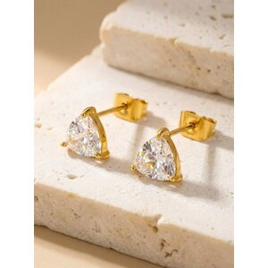 Lundholm Dani – Triangle Stud Earrings with Stone – Gold-Tone Lundholm Dani – Triangle Stud Earrings with Stone – Gold-Tone