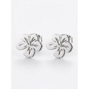 Lundholm Tropicana – Hibiscus Flower Stud Earrings – Silver-Tone Lundholm Tropicana – Hibiscus Flower Stud Earrings – Silver-Tone