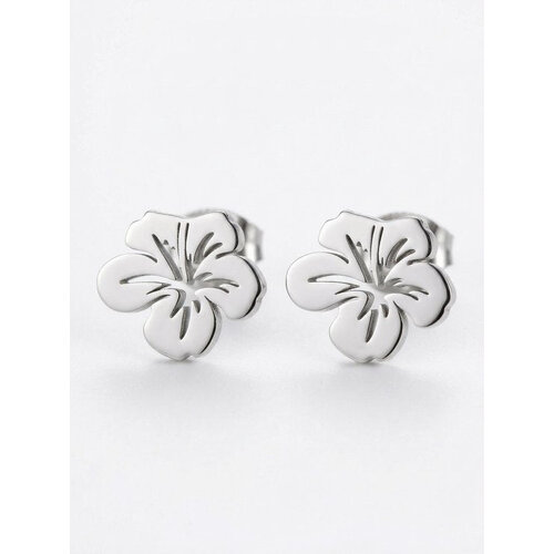 Lundholm Tropicana – Hibiscus Flower Stud Earrings – Silver-Tone Lundholm Tropicana – Hibiscus Flower Stud Earrings – Silver-Tone
