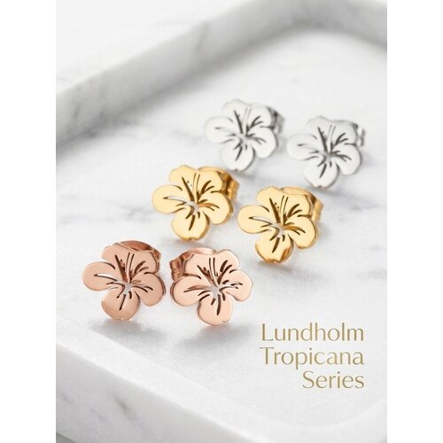 Lundholm Tropicana – Hibiscus Flower Stud Earrings – Silver-Tone Lundholm Tropicana – Hibiscus Flower Stud Earrings – Silver-Tone
