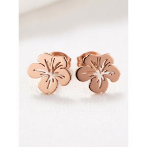 Lundholm Tropicana – Hibiscus Flower Stud Earrings – Rose Gold-Tone Lundholm Tropicana – Hibiscus Flower Stud Earrings – Rose Gold-Tone