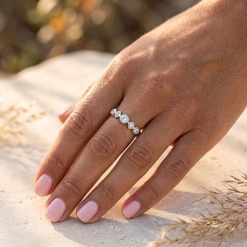 Lundholm Lumi – Adjustable Stacking Ring with Cubic Zirconia – Silver-Tone Lundholm Lumi – Adjustable Stacking Ring with Cubic Zirconia – Silver-Tone