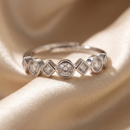 Lundholm Lumi – Adjustable Stacking Ring with Cubic Zirconia – Silver-Tone Lundholm Lumi – Adjustable Stacking Ring with Cubic Zirconia – Silver-Tone