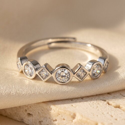 Lundholm Lumi – Adjustable Stacking Ring with Cubic Zirconia – Silver-Tone Lundholm Lumi – Adjustable Stacking Ring with Cubic Zirconia – Silver-Tone