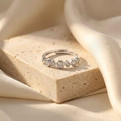 Lundholm Lumi – Adjustable Stacking Ring with Cubic Zirconia – Silver-Tone Lundholm Lumi – Adjustable Stacking Ring with Cubic Zirconia – Silver-Tone