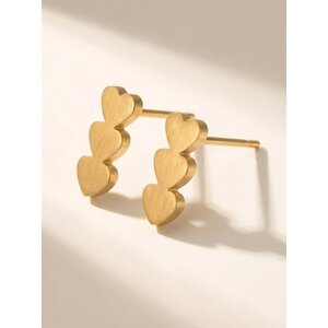 Lundholm Valence – Triple Heart Stud Earrings – Gold-Tone Lundholm Valence – Triple Heart Stud Earrings – Gold-Tone