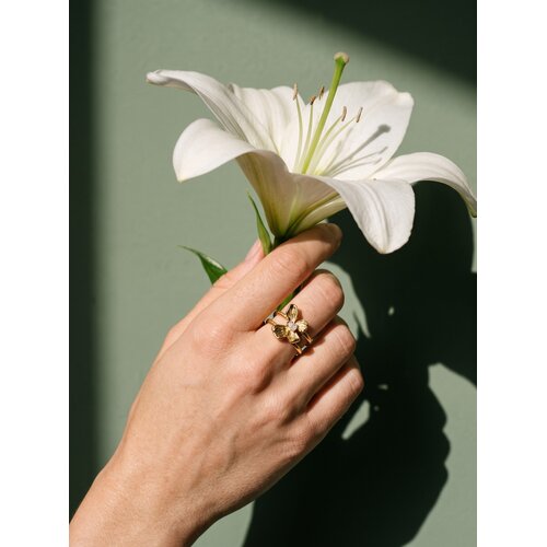 Lundholm Lily – Verstelbare Bloemenring met Zirkonia – Goudkleurig Lundholm Lily – Verstelbare Bloemenring met Zirkonia – Goudkleurig