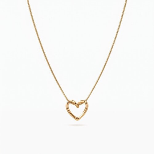 Lundholm Beryl – Necklace with Open Heart Pendant – Gold-Tone Lundholm Beryl – Necklace with Open Heart Pendant – Gold-Tone