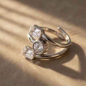 Lundholm Lyra – Adjustable Wrap Ring with Cubic Zirconia – Silver-Tone Lundholm Lyra – Adjustable Wrap Ring with Cubic Zirconia – Silver-Tone