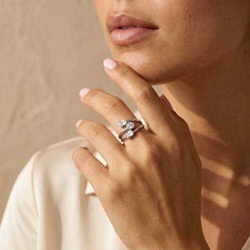 Lundholm Lyra – Adjustable Wrap Ring with Cubic Zirconia – Silver-Tone Lundholm Lyra – Adjustable Wrap Ring with Cubic Zirconia – Silver-Tone