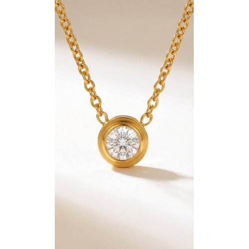 Lundholm Kristen – Necklace with Cubic Zirconia Pendant – Gold-Tone Lundholm Kristen – Necklace with Cubic Zirconia Pendant – Gold-Tone