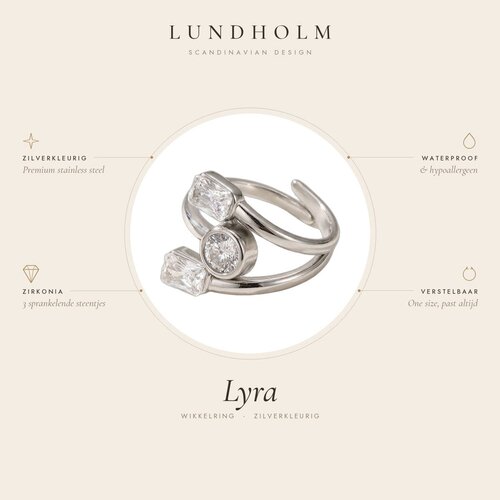 Lundholm Lyra – Adjustable Wrap Ring with Cubic Zirconia – Silver-Tone Lundholm Lyra – Adjustable Wrap Ring with Cubic Zirconia – Silver-Tone