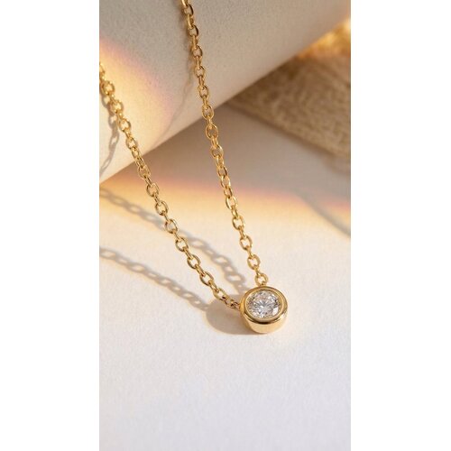 Lundholm Kristen – Necklace with Cubic Zirconia Pendant – Gold-Tone Lundholm Kristen – Necklace with Cubic Zirconia Pendant – Gold-Tone