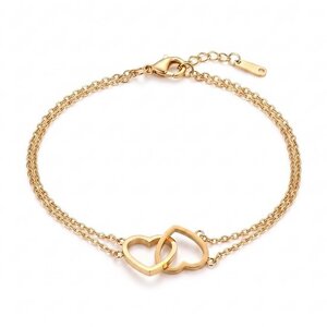 Lundholm Evie – Armband met Twee Verbonden Hartjes – Goudkleurig