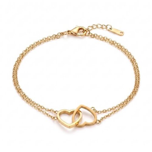 Lundholm Evie – Bracelet with Two Linked Hearts – Gold-Tone Lundholm Evie – Bracelet with Two Linked Hearts – Gold-Tone