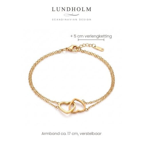 Lundholm Evie – Armband met Twee Verbonden Hartjes – Goudkleurig Lundholm Evie – Armband met Twee Verbonden Hartjes – Goudkleurig