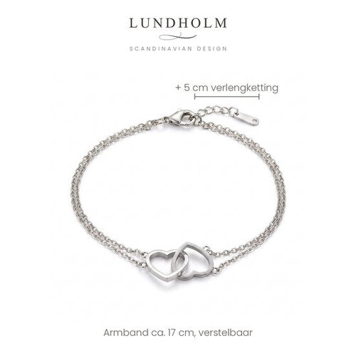 Lundholm Evie – Armband met Twee Verbonden Hartjes – Zilverkleurig Lundholm Evie – Armband met Twee Verbonden Hartjes – Zilverkleurig