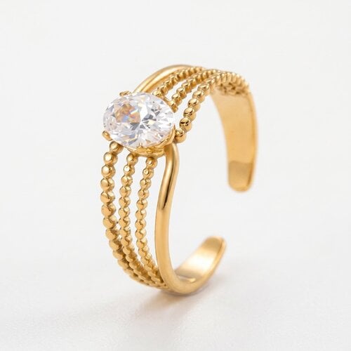Lundholm Hebe – Adjustable Ring with Cubic Zirconia – Gold-Tone Lundholm Hebe – Adjustable Ring with Cubic Zirconia – Gold-Tone