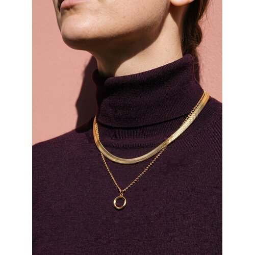 Lundholm Bo – Necklace with Open Circle Pendant for Women – Gold Tone – Gold-Tone Lundholm Bo – Necklace with Open Circle Pendant for Women – Gold Tone – Gold-Tone