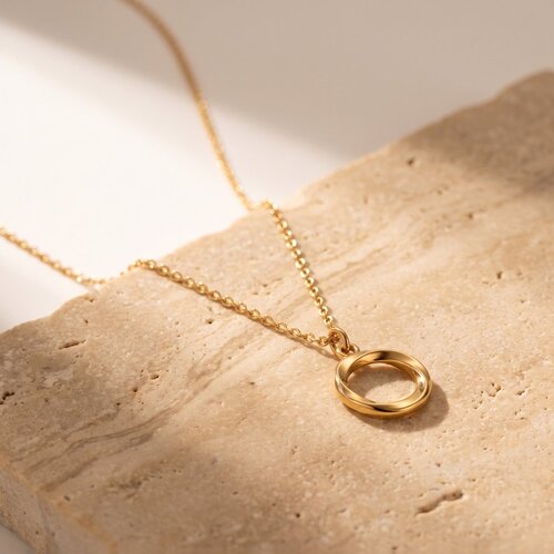Lundholm Bo – Necklace with Open Circle Pendant for Women – Gold Tone – Gold-Tone Lundholm Bo – Necklace with Open Circle Pendant for Women – Gold Tone – Gold-Tone